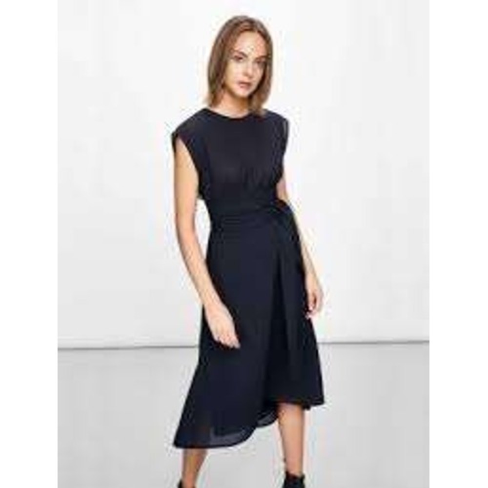 NWOT‎ Cefinn Freya Navy Midi Dress Tie Front Sash UK 10 EU 38 US 6